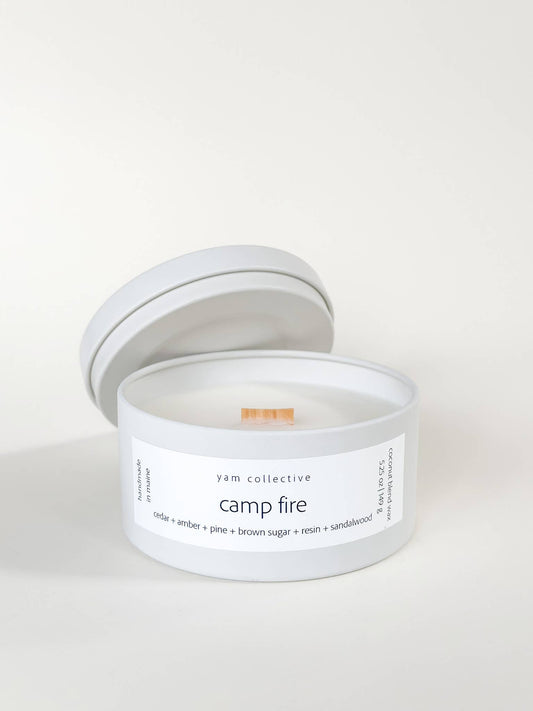 Cedar and Vanilla Tin Candle - CAMP FIRE autumn nights