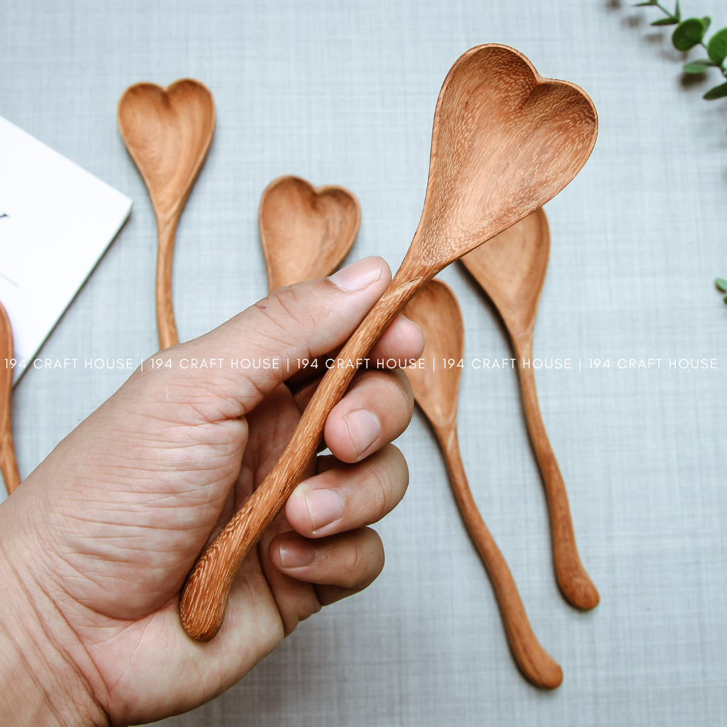 Hand-Carved Wiggle Wooden Heart Spoon - Valentine Gifts