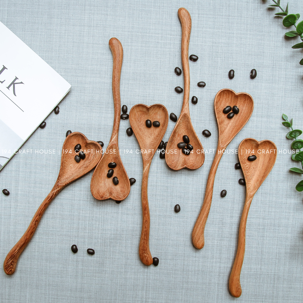 Hand-Carved Wiggle Wooden Heart Spoon - Valentine Gifts